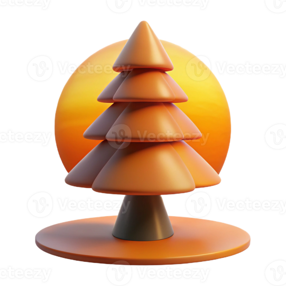 beautiful classic A lone pine tree silhouetted against a fiery orange sunset, minimalist style 4K png
