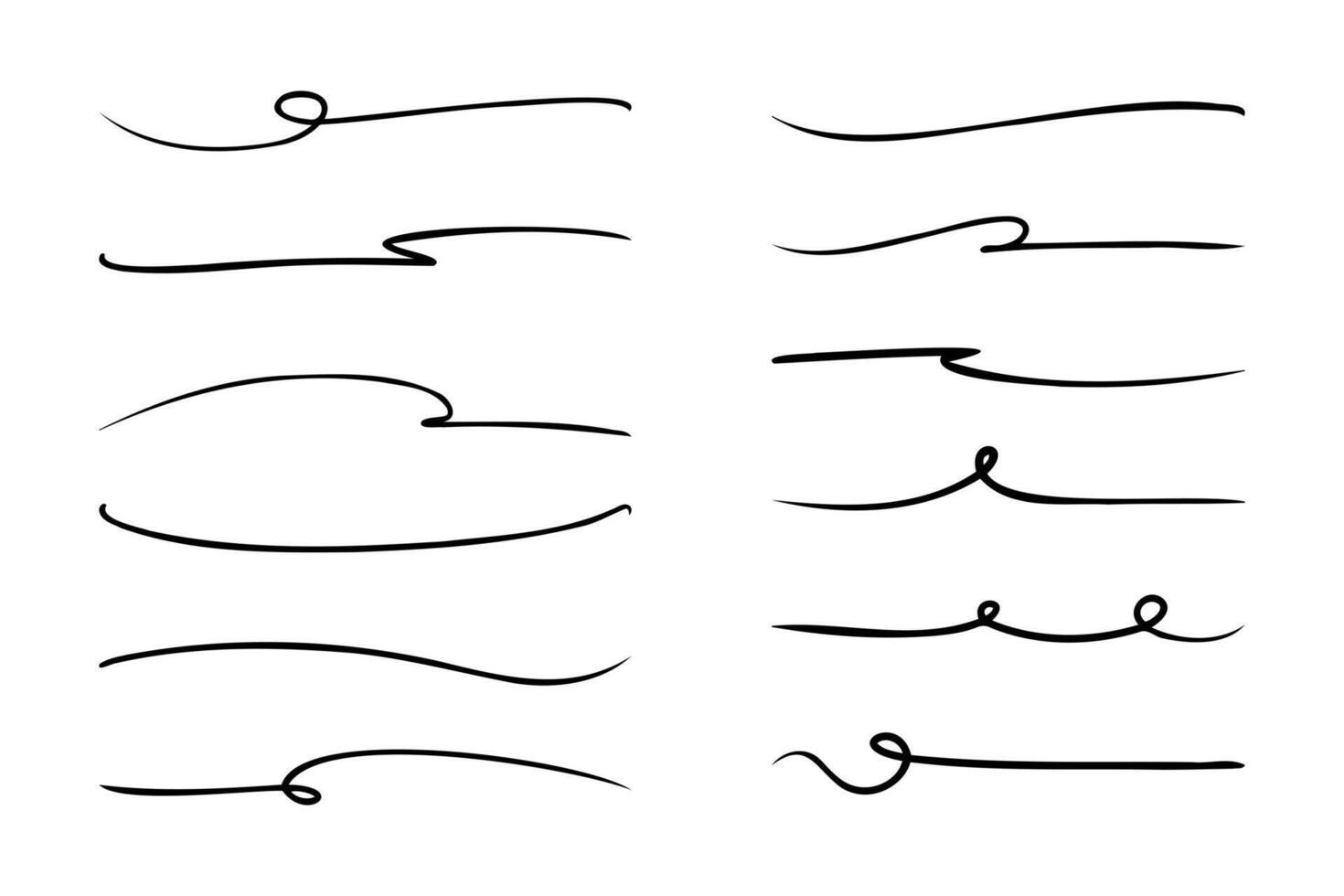 Creative collection of underlines with modern lines isolated on white background vector