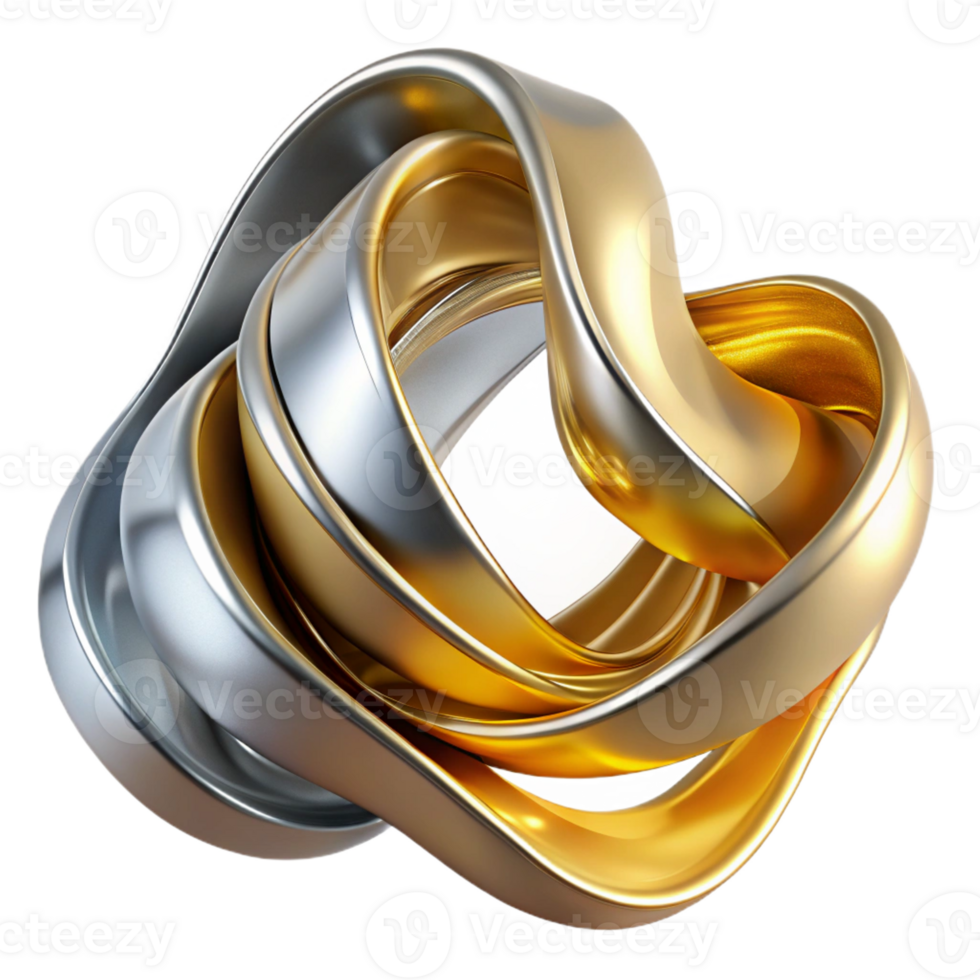 impressive abstract Flowing ribbons of molten gold and silver, illuminated by a warm, ambient light, in an Art Deco style 4K png