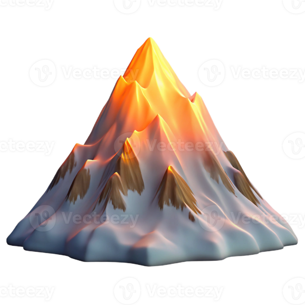 vibrant contemporary A snow-covered mountain peak at dawn, alpine glow, realistic landscape painting style premium png