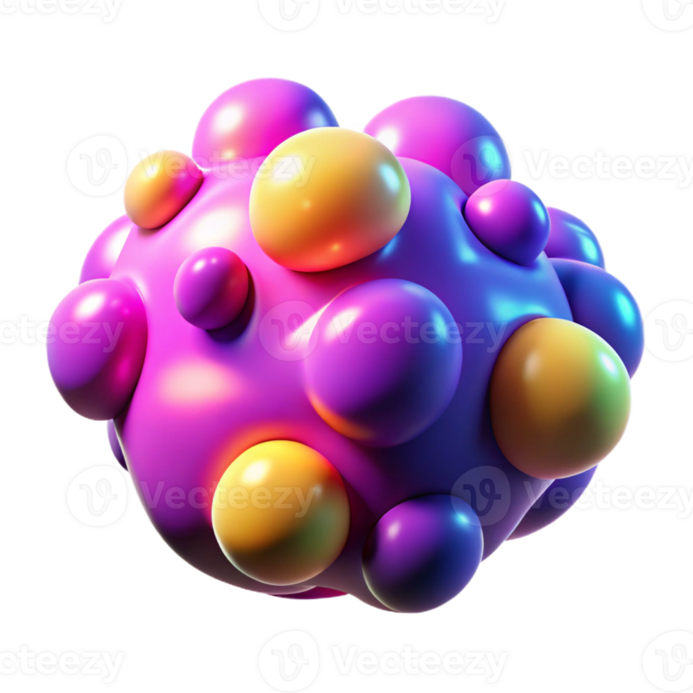 dramatic traditional A field of floating, amorphous blobs in vibrant, contrasting colors, illuminated by a bright, playful light, in a pop art style authentic png