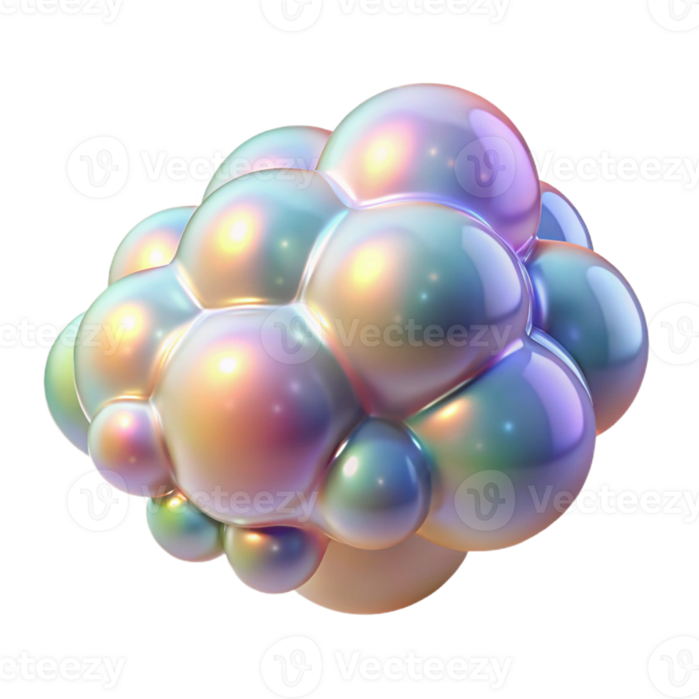 beautiful abstract A cloud of iridescent bubbles floating in zero gravity, illuminated by a soft, pearlescent light, in a whimsical style original png