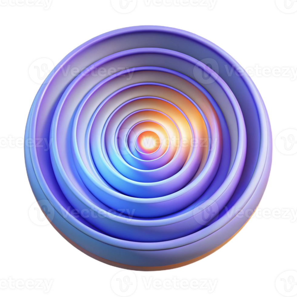 dramatic contemporary A series of concentric circles radiating outwards, illuminated by a pulsating, hypnotic light, in a psychedelic style high resolution png