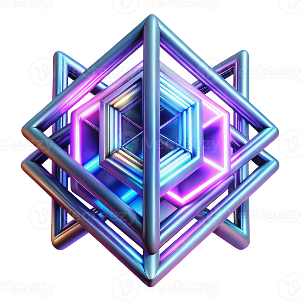 impressive classic A dynamic composition of intersecting lines and geometric shapes, illuminated by a neon, cyberpunk light, in a futuristic style original png