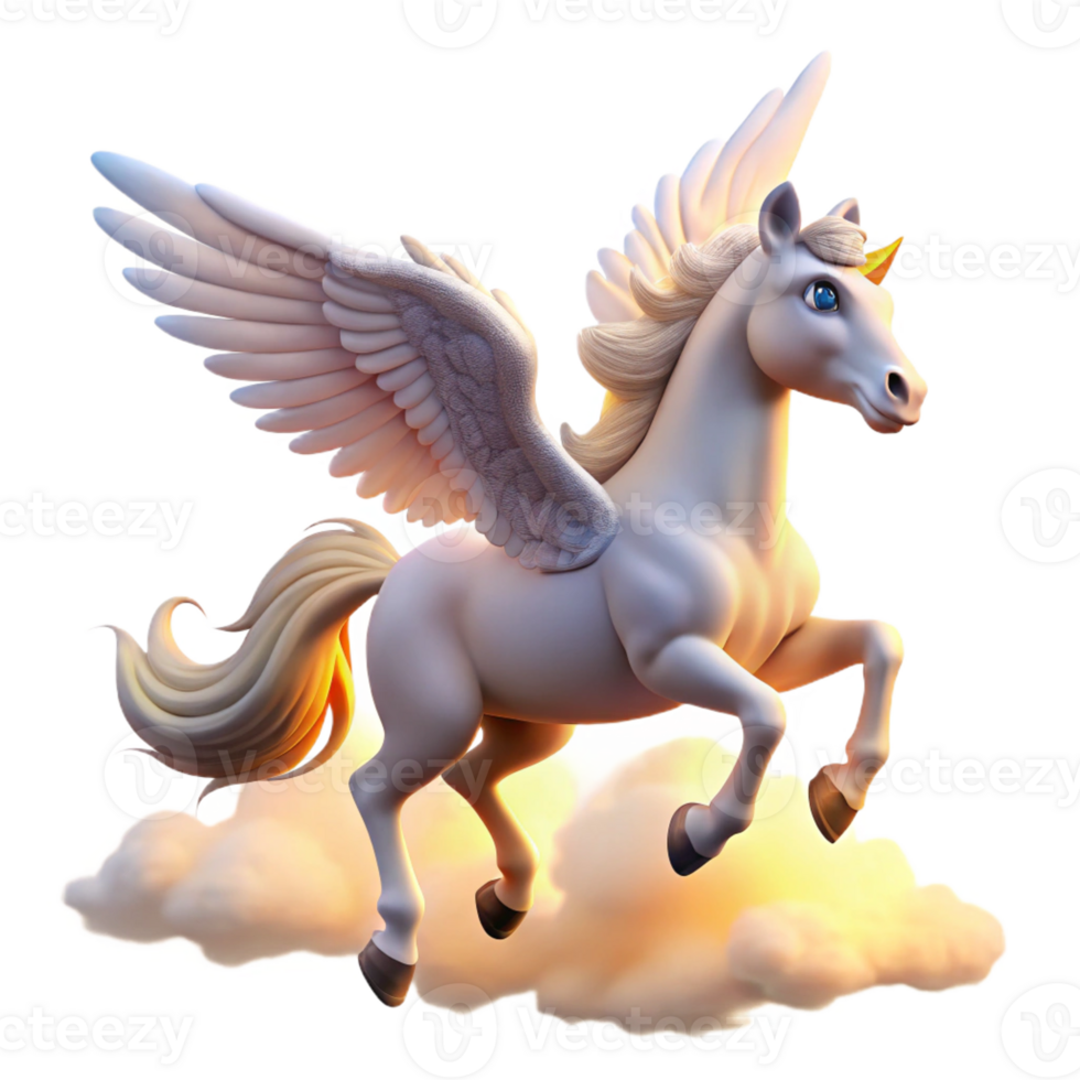beautiful rustic A graceful pegasus, its white wings spread wide, soaring through a cloudy sky, illuminated by the warm glow of sunrise. Baroque style detailed png