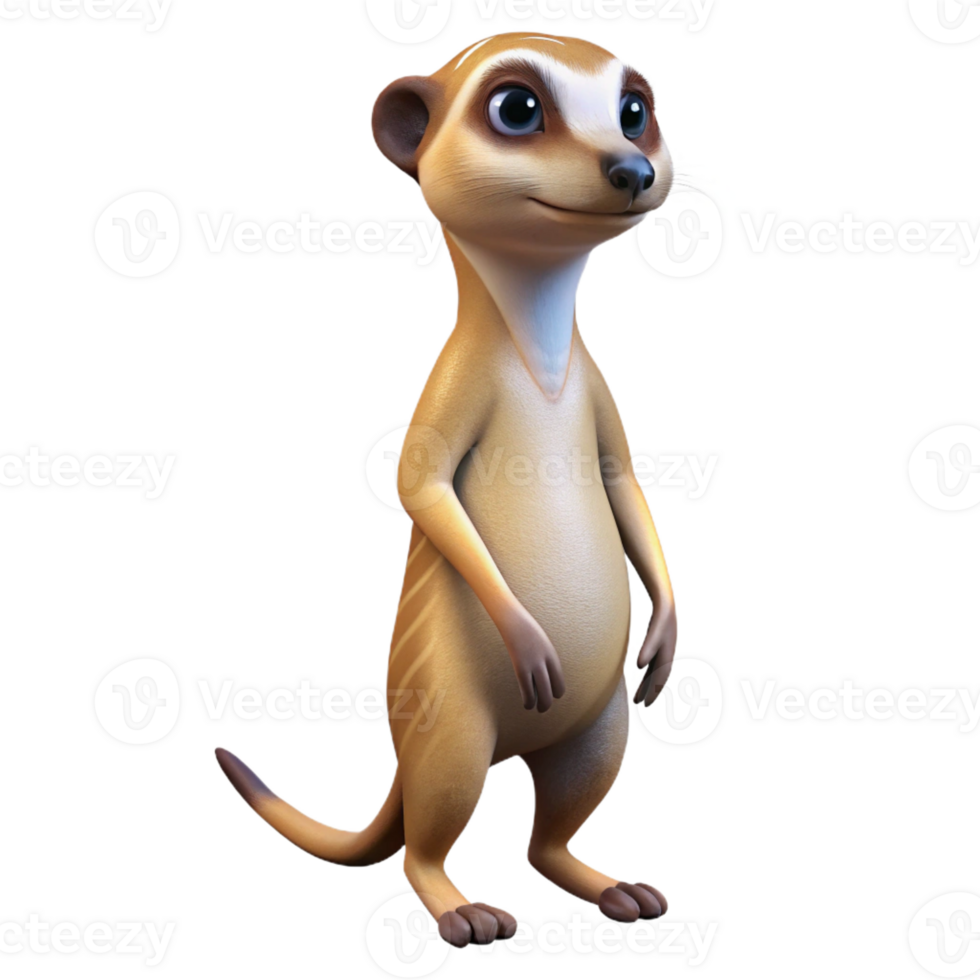 extraordinary minimalist A curious meerkat standing on its hind legs, alert and inquisitive, desert landscape photography, bright midday sun detailed png