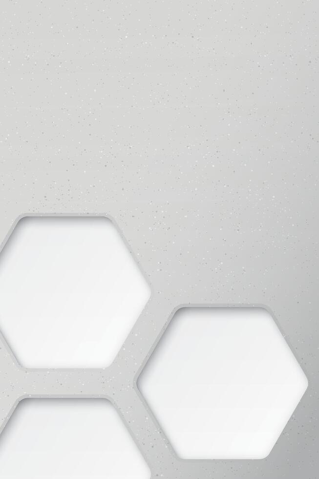 Cement vertical background with 3D rounded hexagon pattern frame paper cut style graphic illustration have blank space. vector