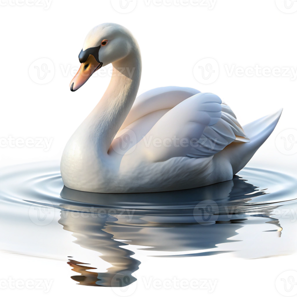 beautiful rustic A graceful swan gliding across a calm lake, serene nature photography, soft morning light high quality png