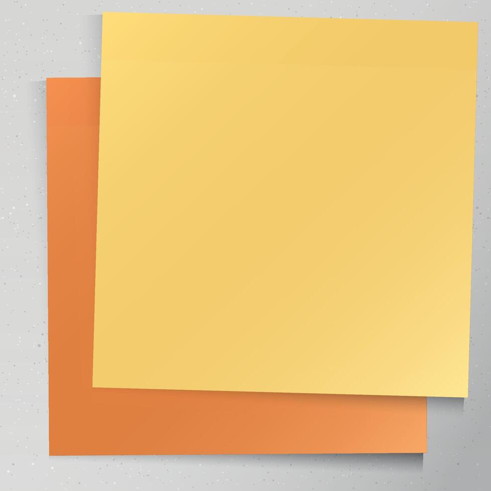 Blank both of syicky notes paper square shape superimposed stick on cement wall texture square background graphic illustration. vector