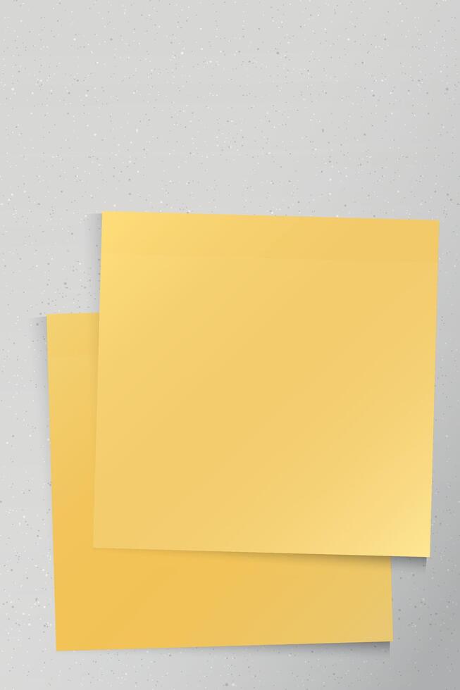 Both of blank syicky notes paper square shape superimposed stick on cement wall texture vertical background graphic illustration. vector