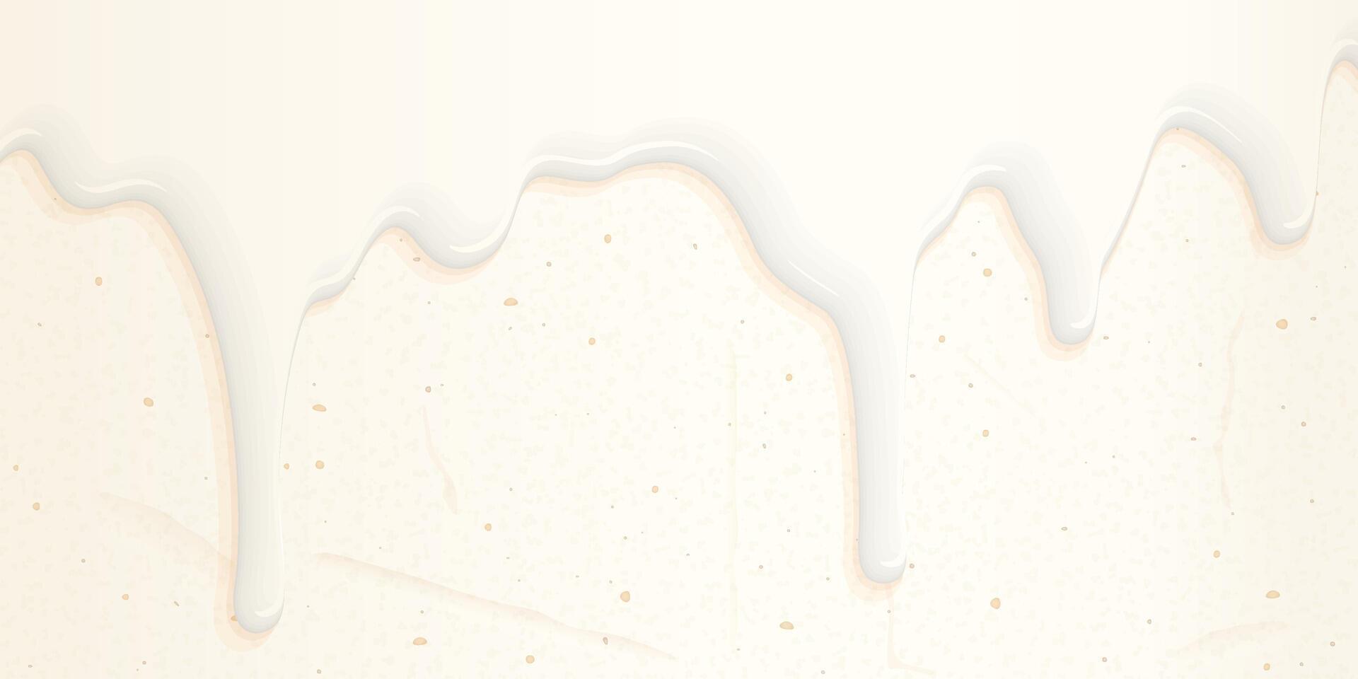 White chocolate melted pouring on vanilla cream cake texture background graphic illustration have blank space. vector