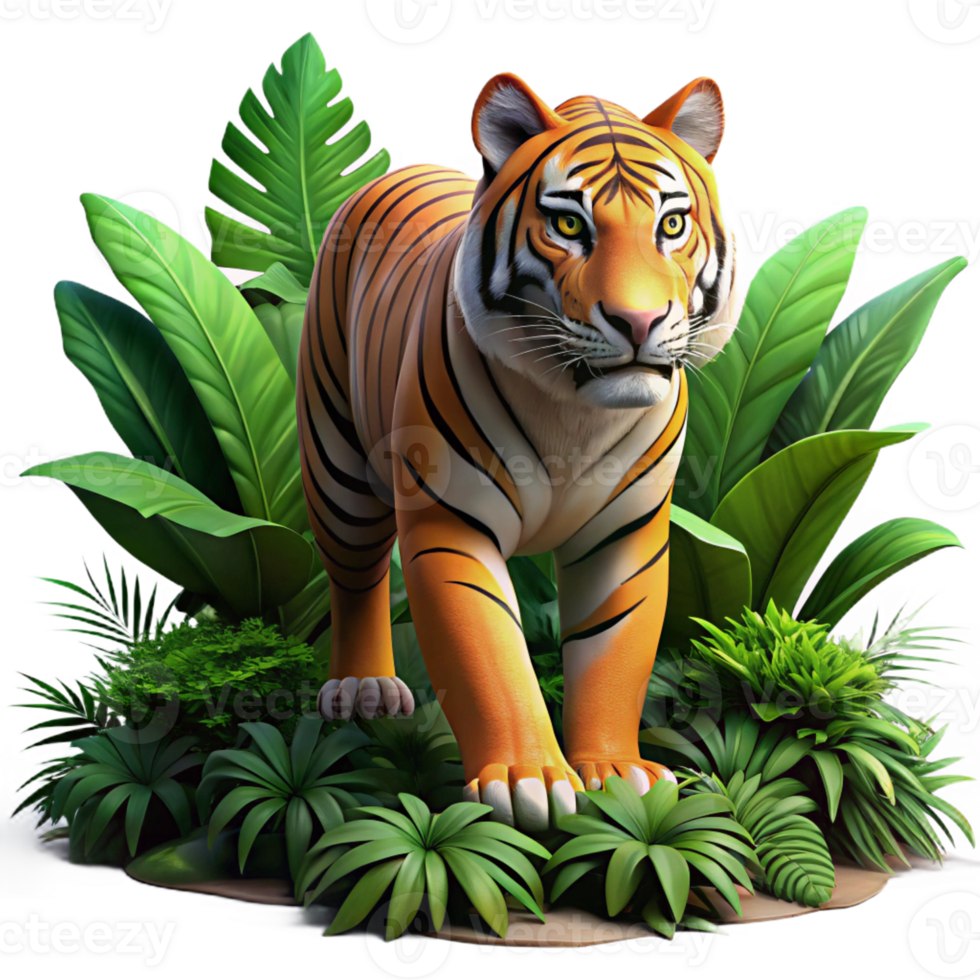 extraordinary classic A powerful tiger prowling through the jungle, dramatic chiaroscuro lighting, detailed digital painting authentic png
