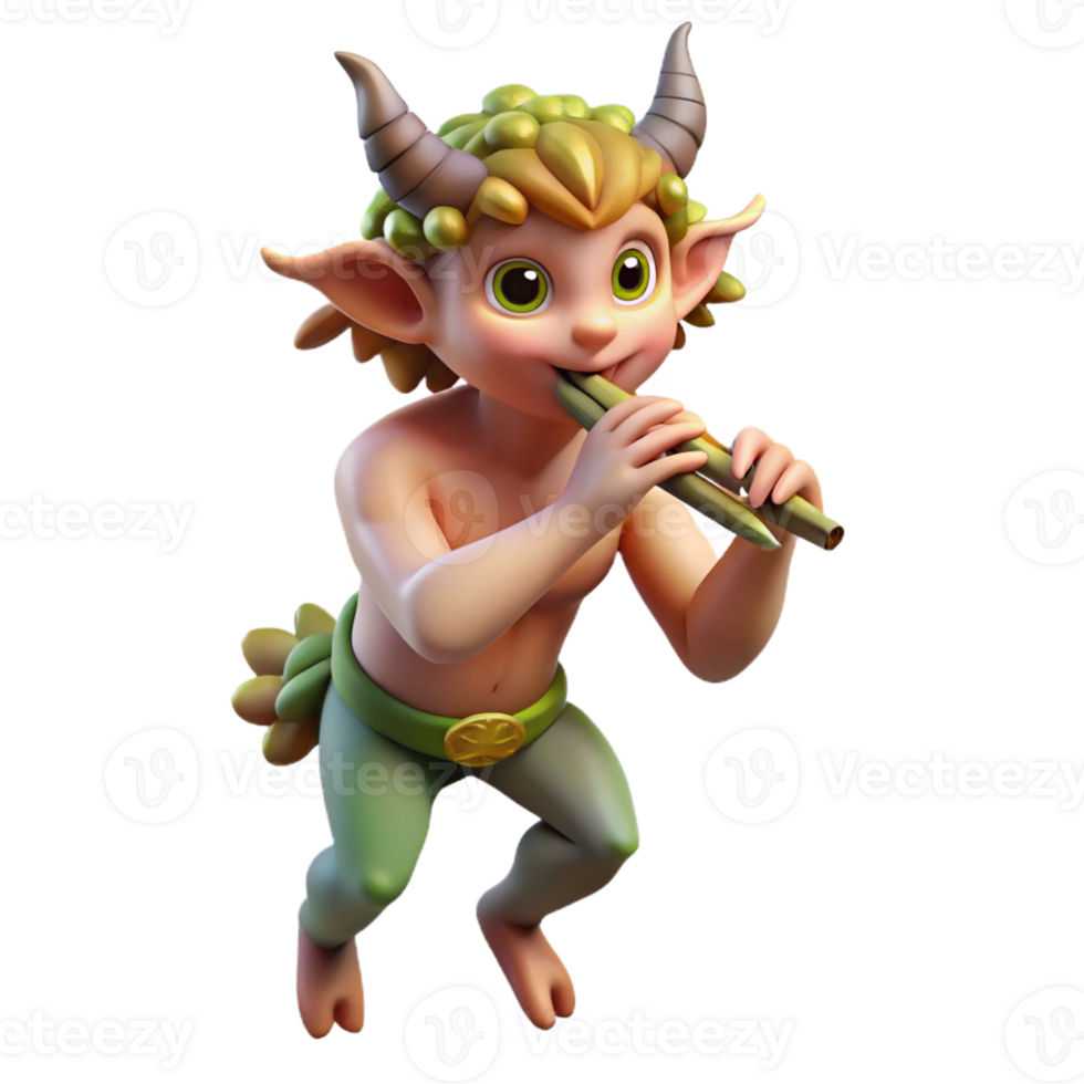 magnificent artistic A mischievous satyr playing a pan flute, surrounded by dancing nymphs in a sun-drenched forest glade, painted in the Impressionist style exclusive png