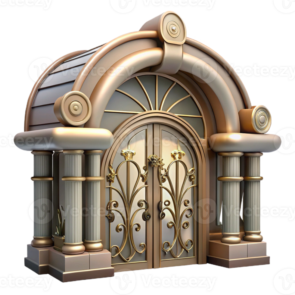 impressive rustic Art Nouveau metro station entrance, intricate floral motifs, wrought iron details, soft ambient light, Art Deco painting genuine png