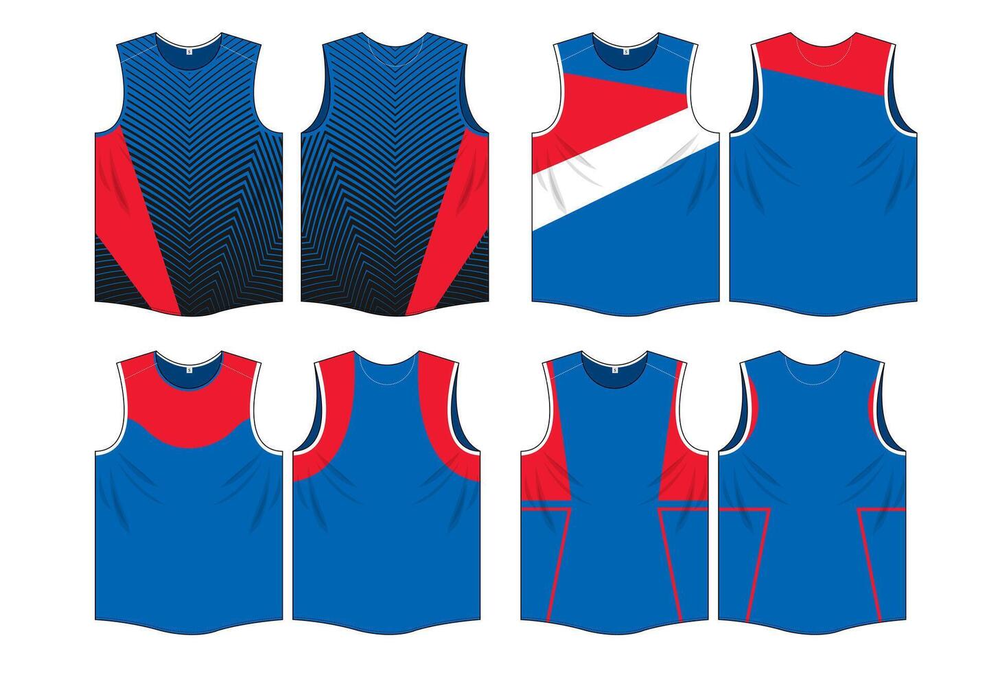 Blue and red design combination of running jersey template vector