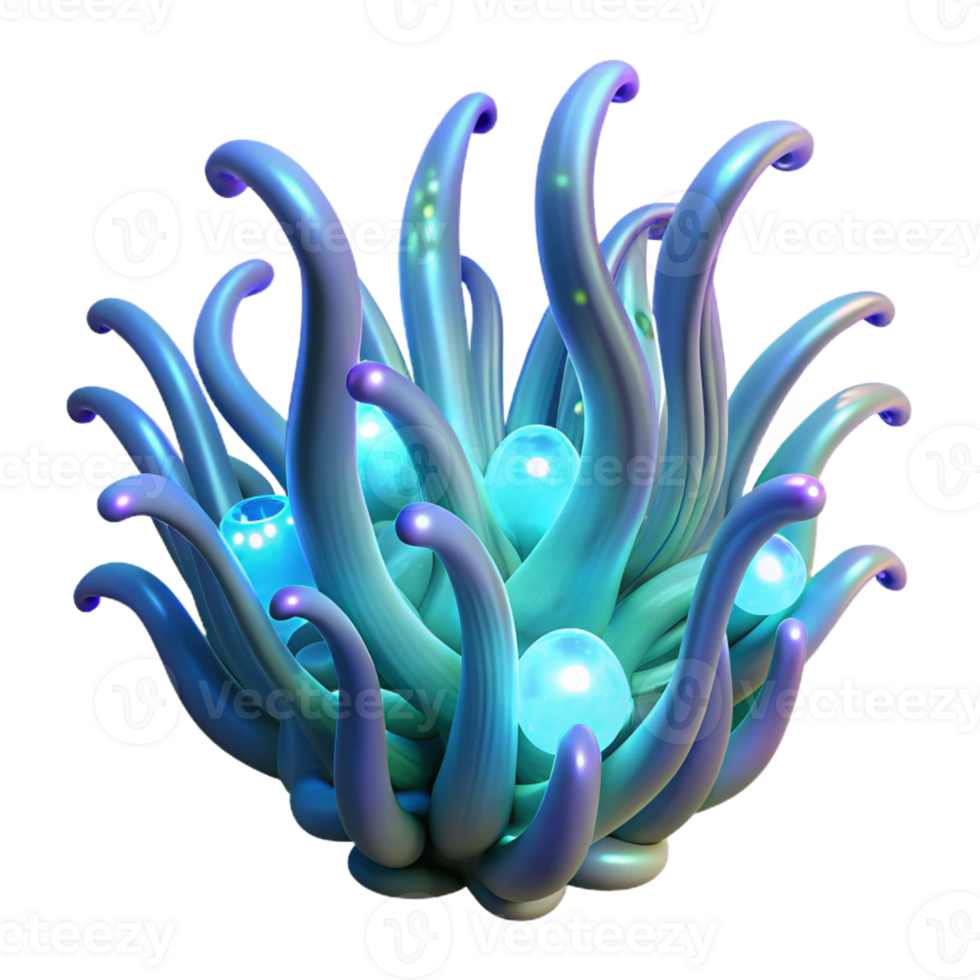 magnificent contemporary Intertwined, bioluminescent tendrils of deep sea flora, emitting a soft, otherworldly glow, with intricate details and textures, in a Surrealist style high resolution png