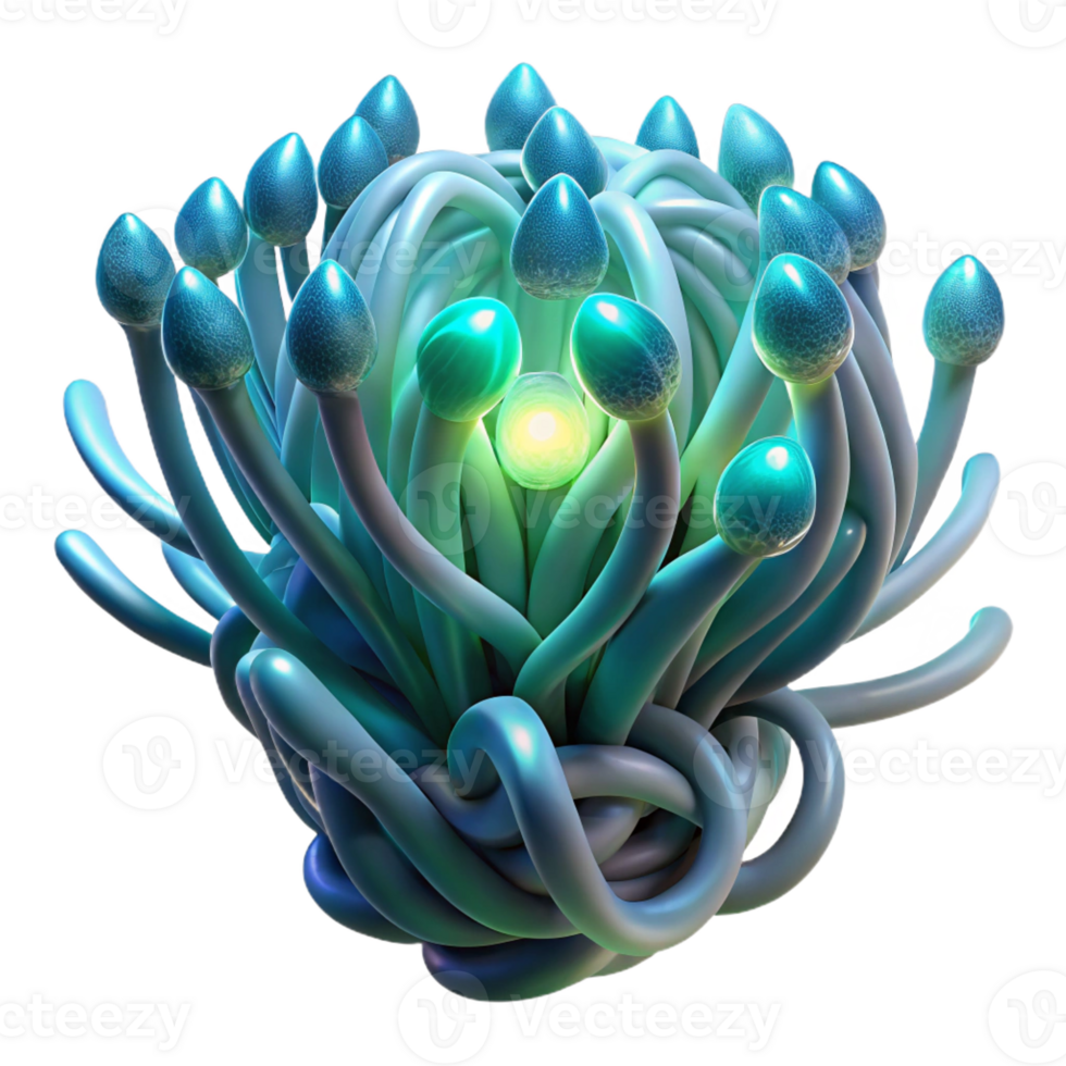 beautiful contemporary Intertwined, bioluminescent tendrils of deep sea flora, emitting a soft, otherworldly glow, with intricate details and textures, in a Surrealist style high resolution png