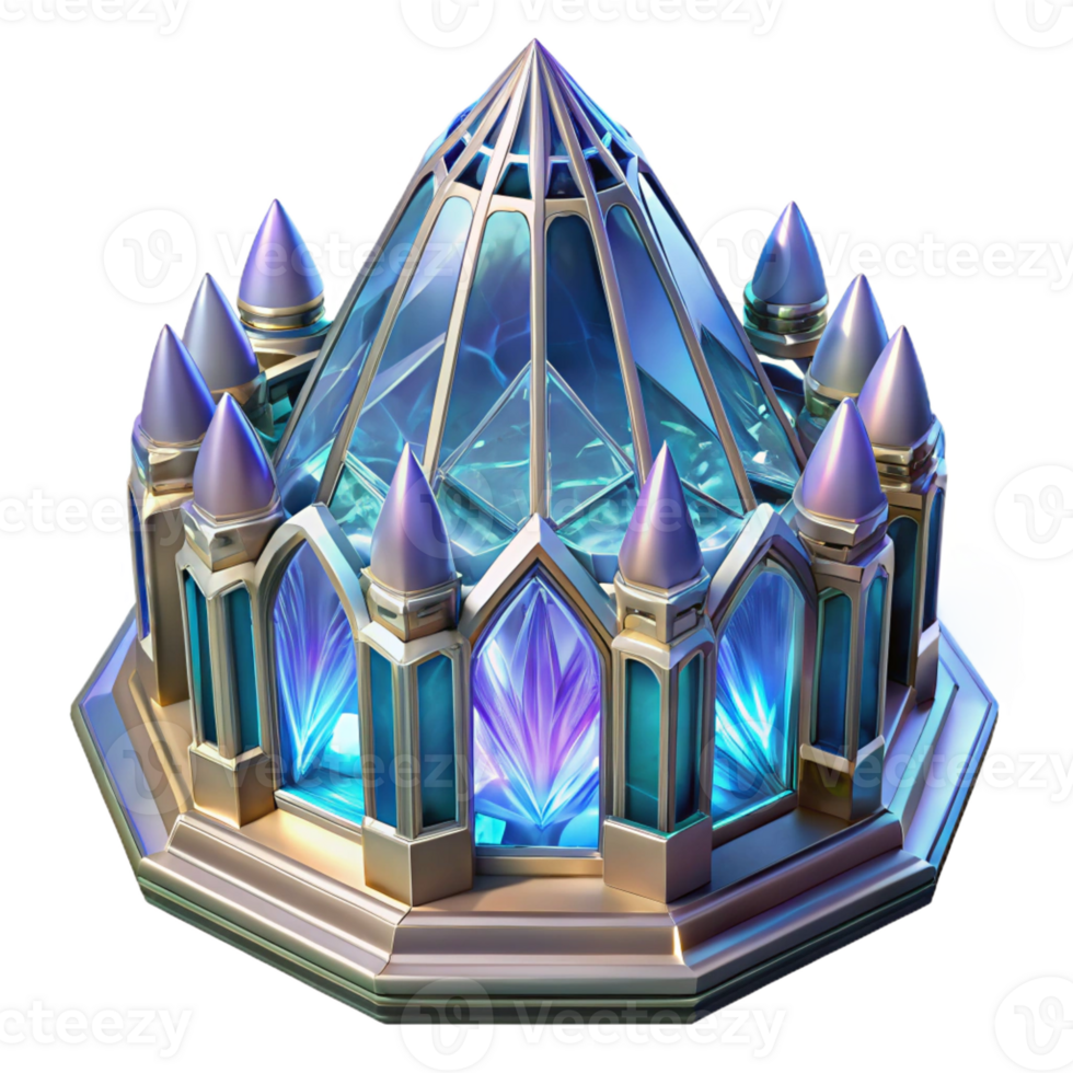 elegant classic Crystal palace, intricate glass structure, refracted light, magical atmosphere, fantasy illustration 4K png