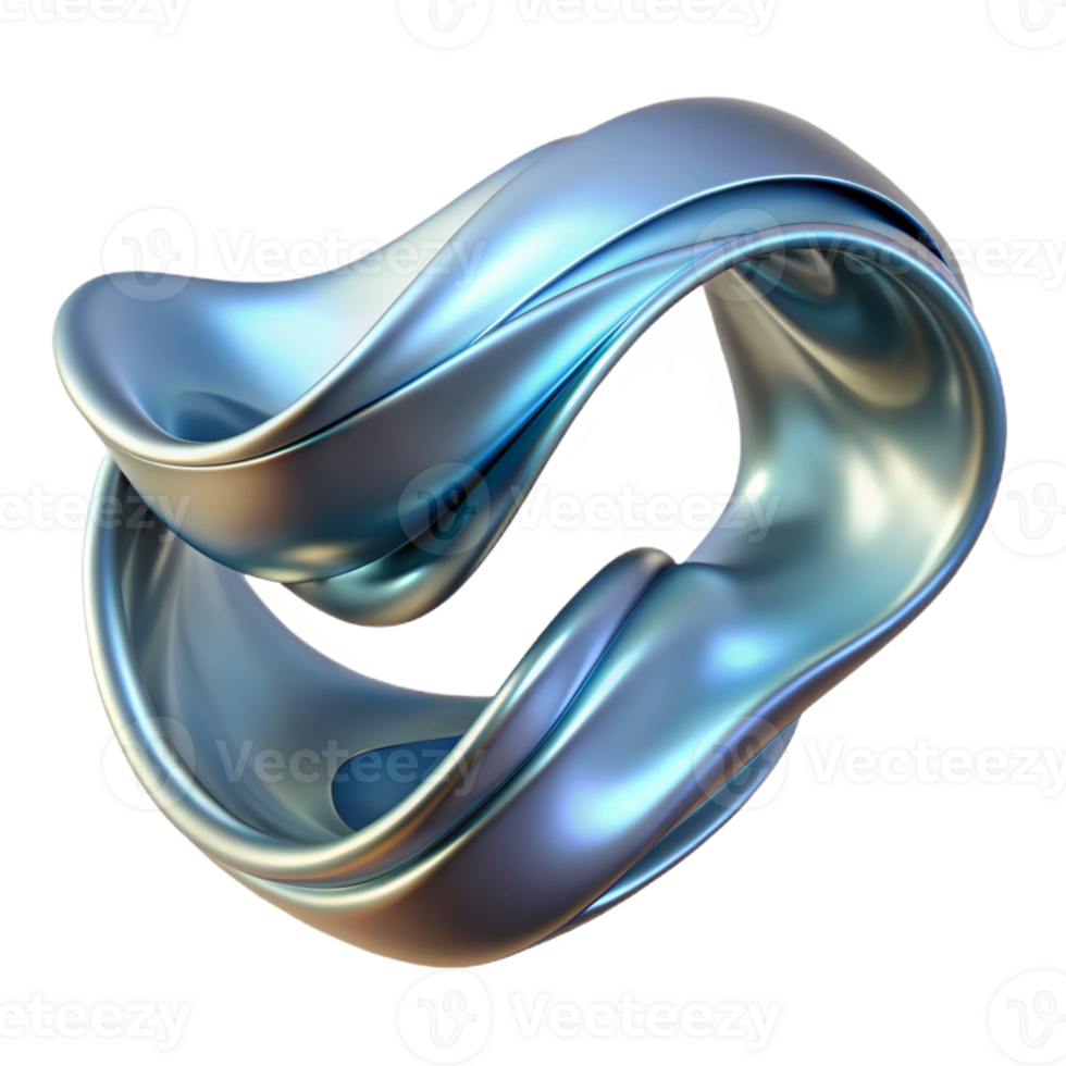 stunning modern A flowing, ribbon-like form made of liquid mercury, reflecting the surrounding environment in a distorted manner, illuminated by a cool, metallic light, in a Futurist style authentic png