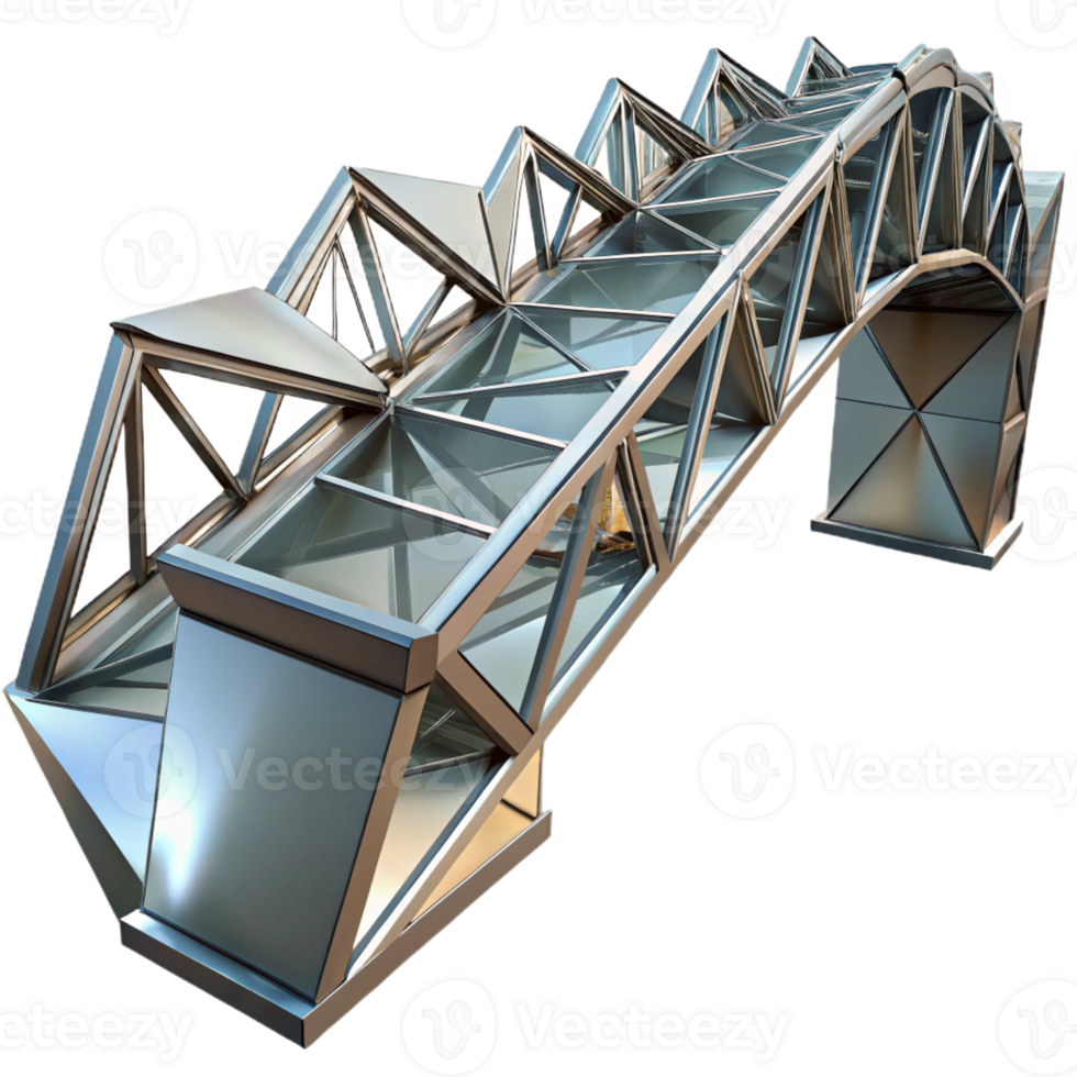 stunning minimalist Deconstructivist bridge, fragmented forms, steel and glass construction, dramatic lighting, abstract digital art authentic png