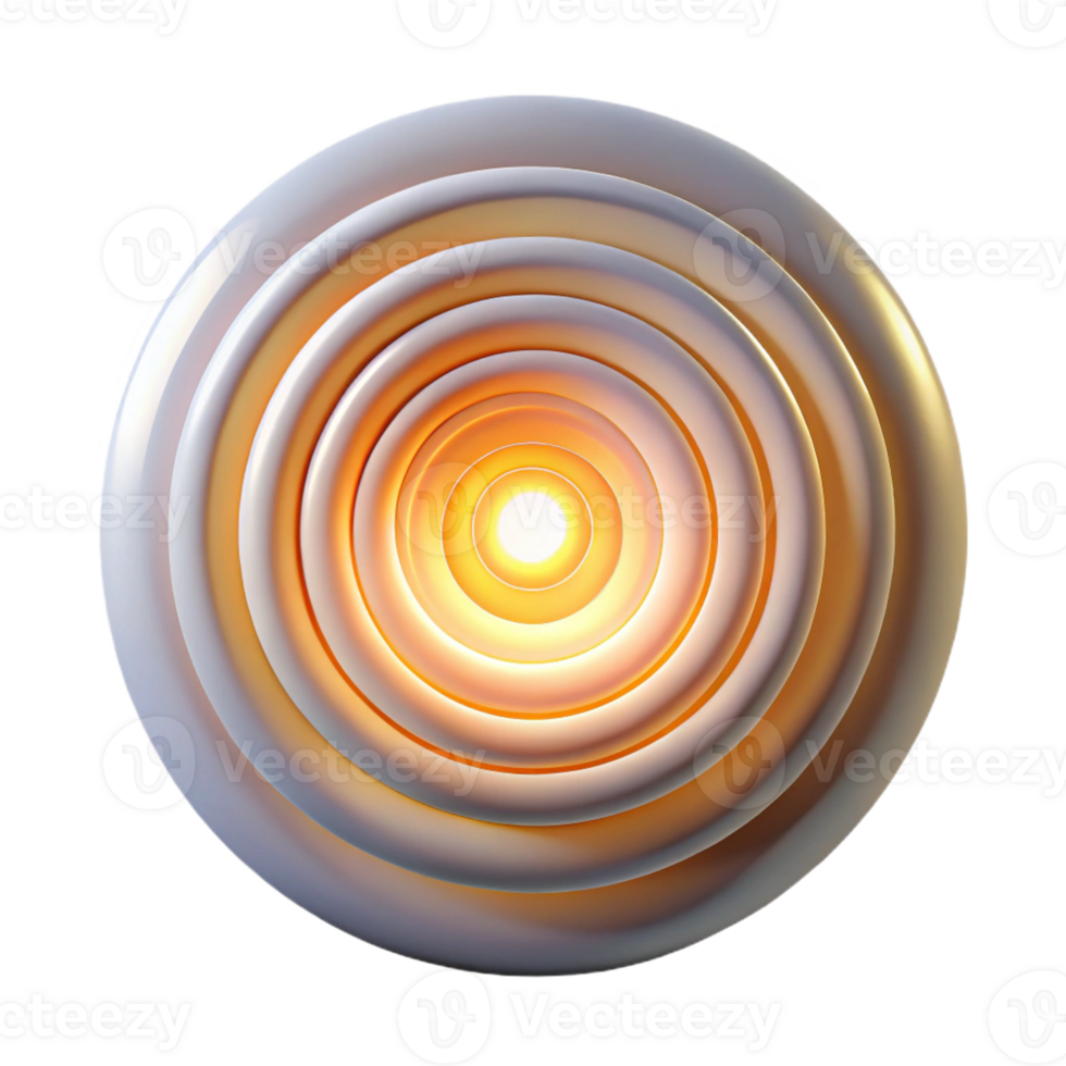 elegant contemporary A series of concentric circles radiating outwards, creating a sense of motion and energy, illuminated by a bright, central light source, in an Op Art style authentic png