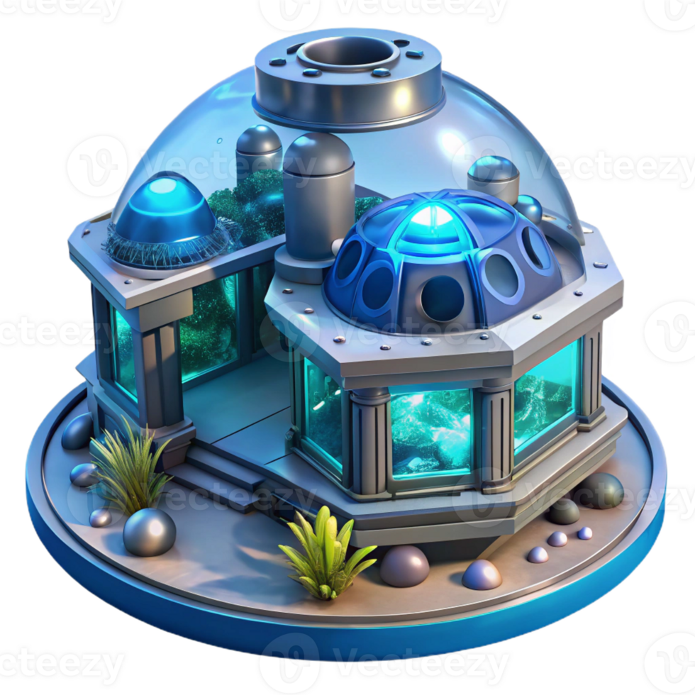 serene rustic Underwater research facility, futuristic design, bioluminescent lighting, deep ocean setting, science fiction concept art high resolution png
