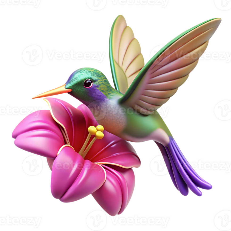 extraordinary abstract A tiny hummingbird sipping nectar from a vibrant fuchsia flower, close-up, macro photography, soft diffused lighting genuine png