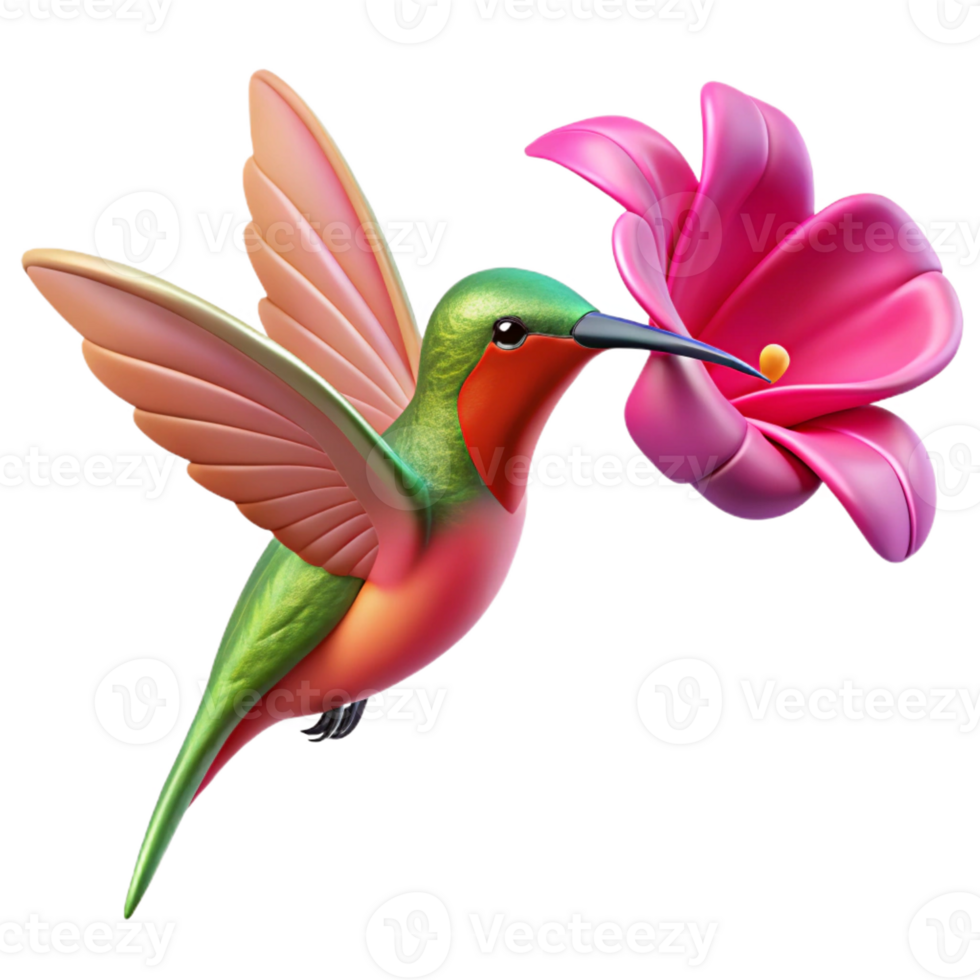 extraordinary traditional A tiny hummingbird sipping nectar from a vibrant fuchsia flower, close-up, macro photography, soft diffused lighting authentic png