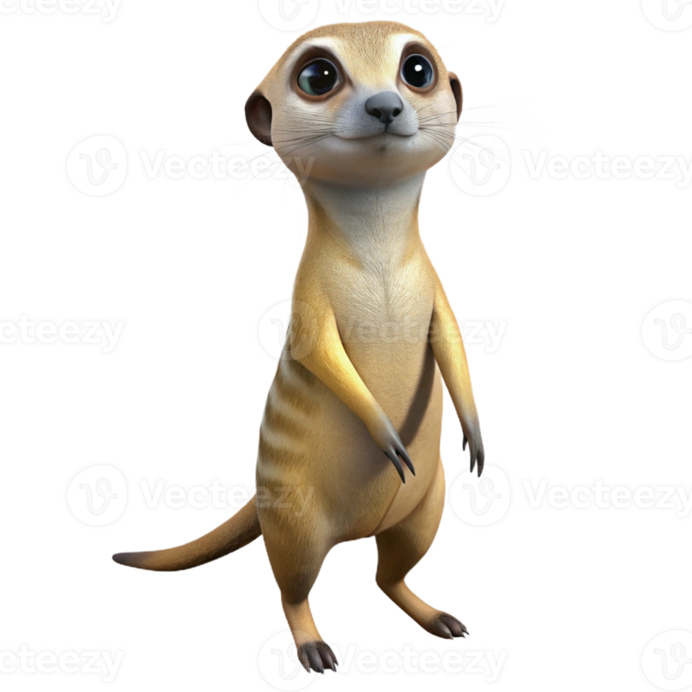 extraordinary classic A curious meerkat standing on its hind legs, desert landscape, midday sun, photographic style authentic png