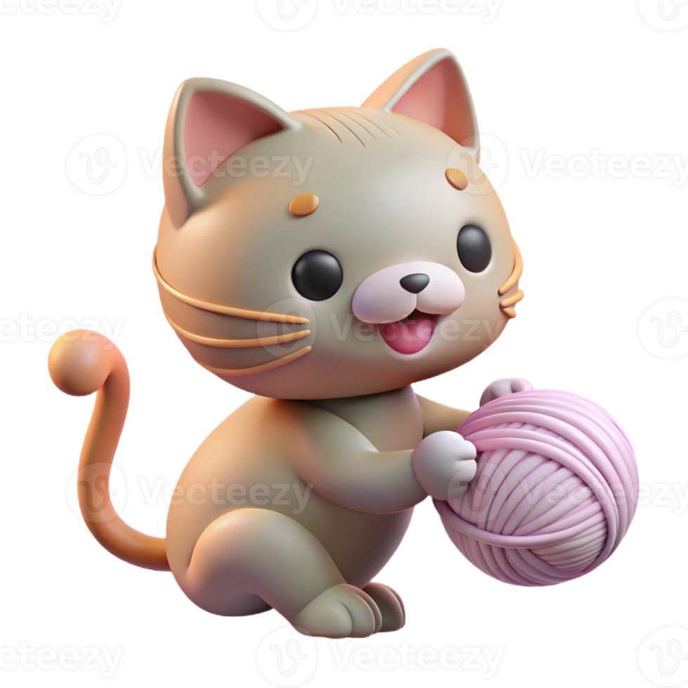 stunning classic A playful kitten batting at a ball of yarn, soft lighting, pastel colors, cute style professional png