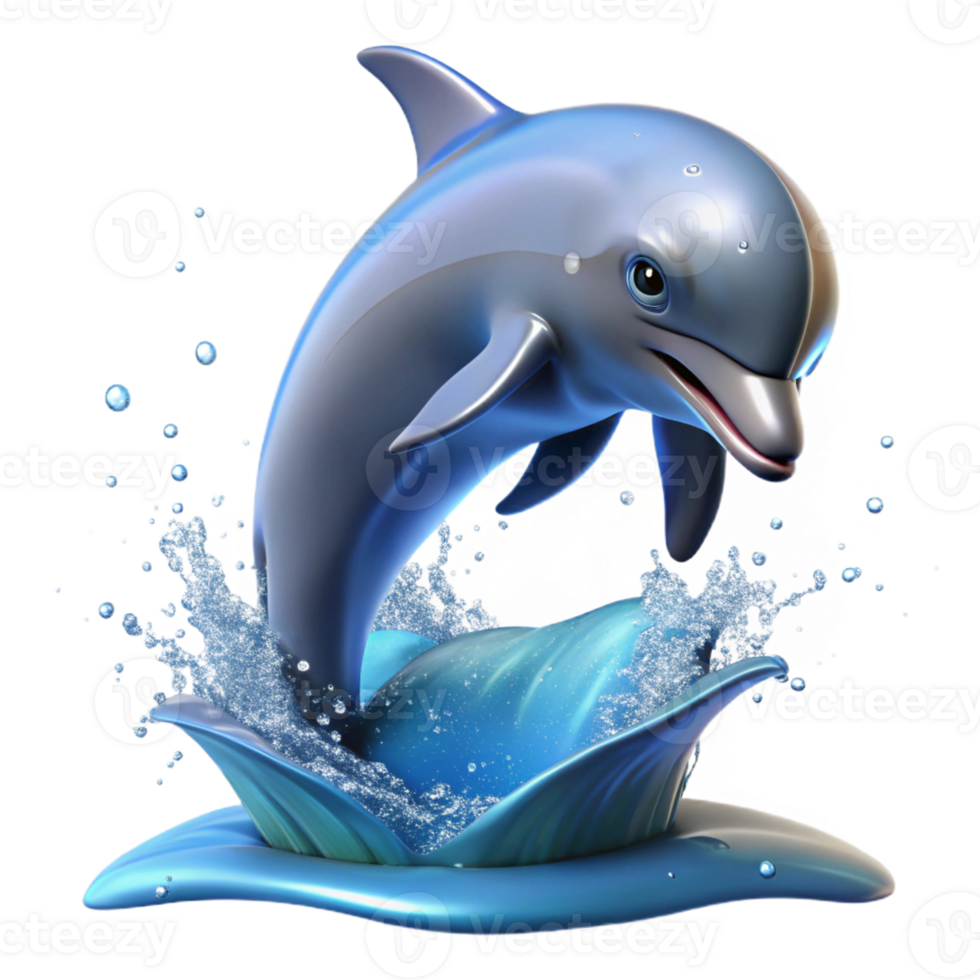 vibrant abstract A playful dolphin leaping out of the water, ocean scene, sparkling water, dynamic lighting high resolution png
