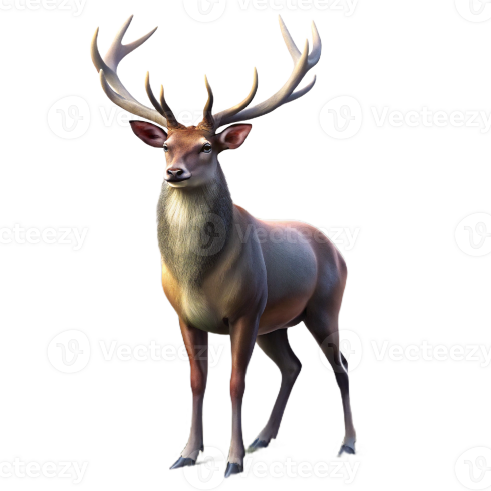 beautiful abstract A majestic stag with large antlers standing in a misty forest. Soft, diffused lighting. Digital painting style authentic png