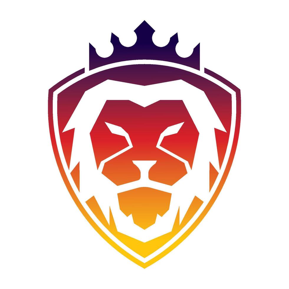 Lion head and shield vector