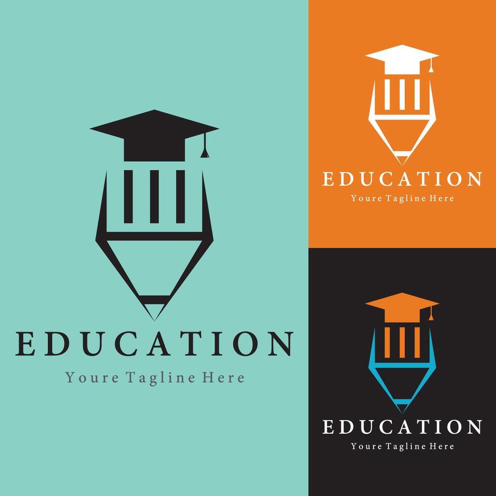 Pencil and Graduation Cap Logo vector