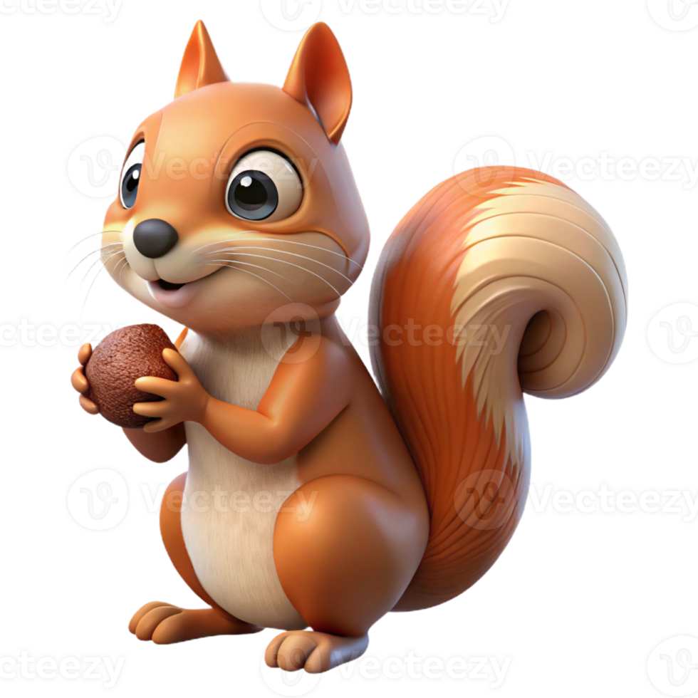 magnificent rustic A curious squirrel holding a nut in its paws. Natural lighting, autumnal colors. Digital painting style premium png