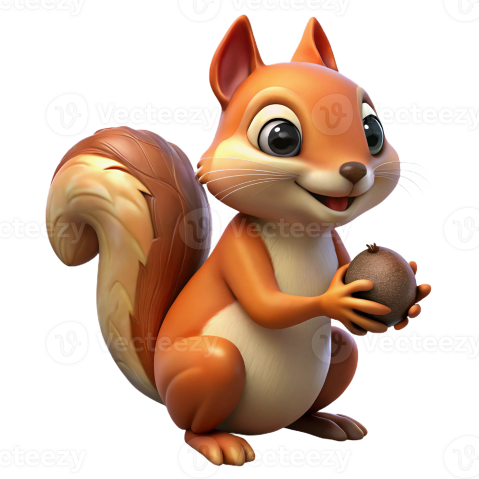 impressive traditional A curious squirrel holding a nut in its paws. Natural lighting, autumnal colors. Digital painting style high resolution png