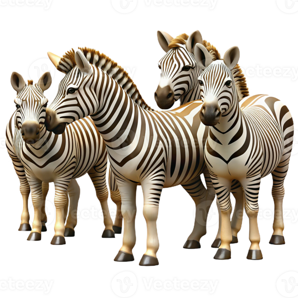 beautiful creative A herd of zebras grazing on the African savanna. Warm, afternoon sunlight. Photorealistic style premium png