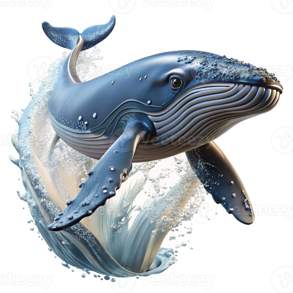 extraordinary traditional A majestic humpback whale breaching the surface of the ocean. Dramatic splash effect, natural lighting. Digital painting style authentic png