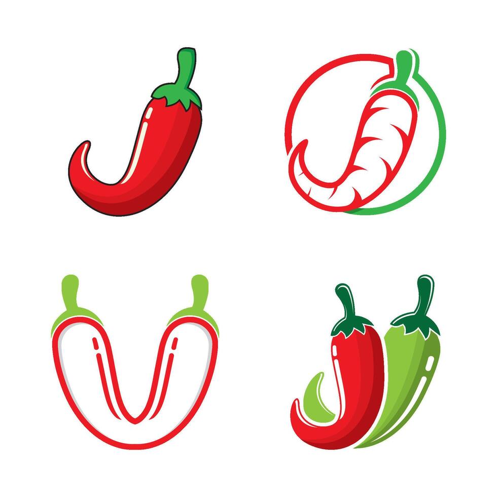 Red Chili Pepper Icon Set vector