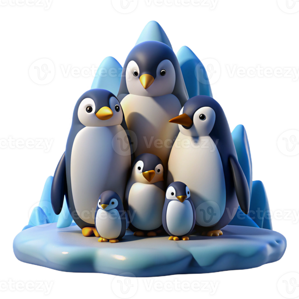 wonderful contemporary A group of penguins huddled together on a snowy landscape. Cold, bluish lighting. Digital painting style high resolution png