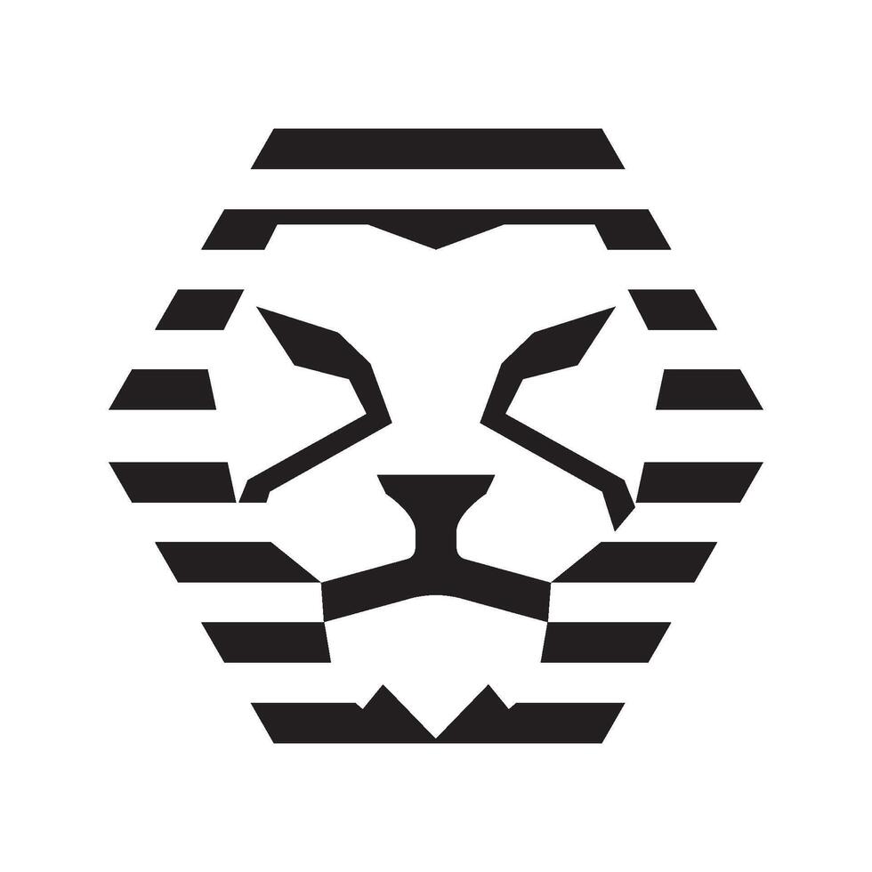 Lion head and hexagon vector