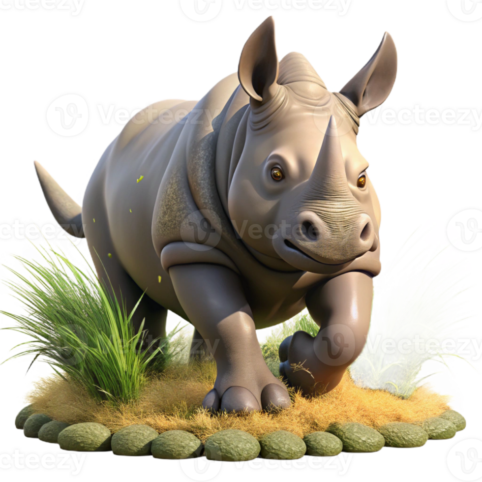 extraordinary vintage A powerful rhinoceros charging through the grasslands. Action photography, dusty environment high quality png