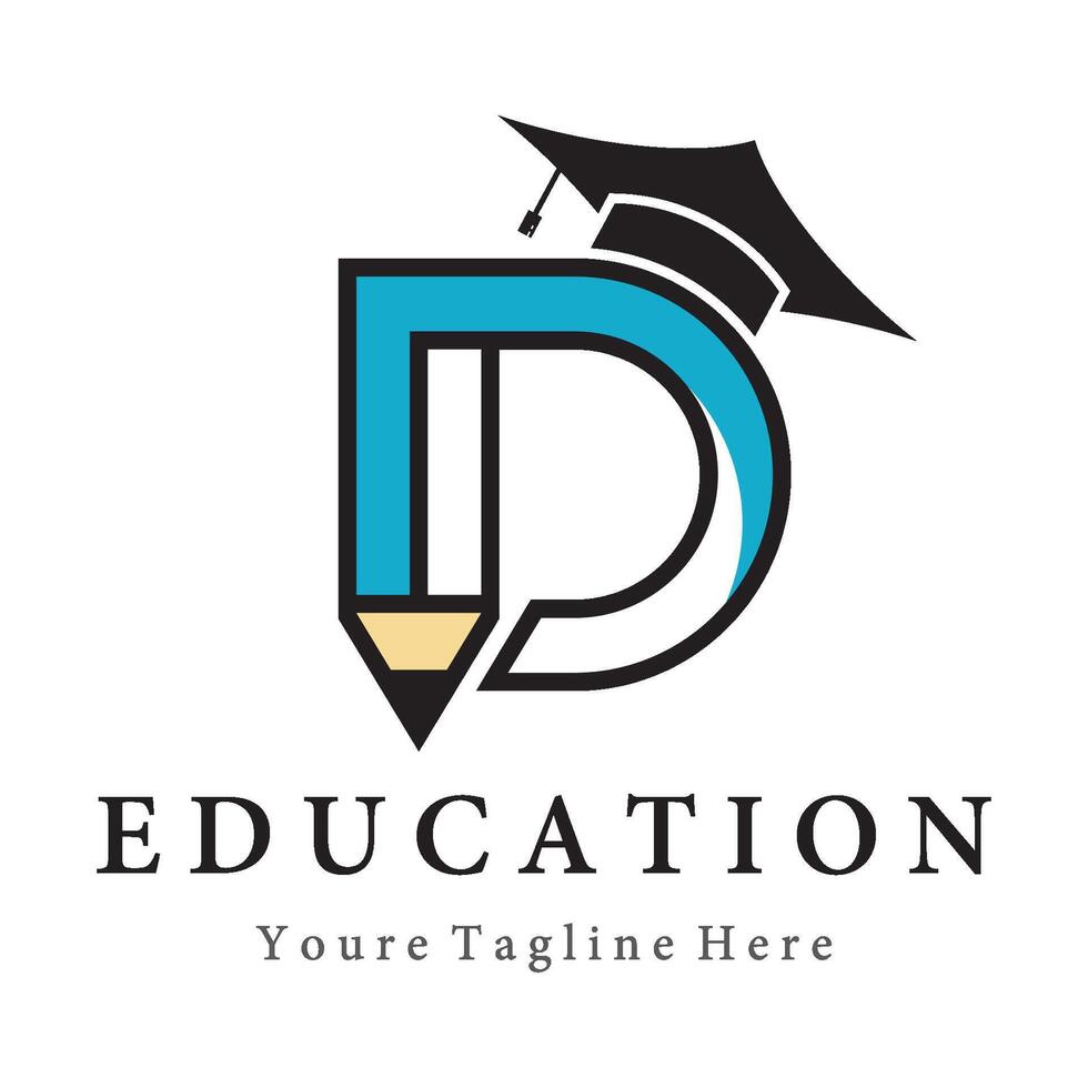 Letter D And Pencil Logo vector