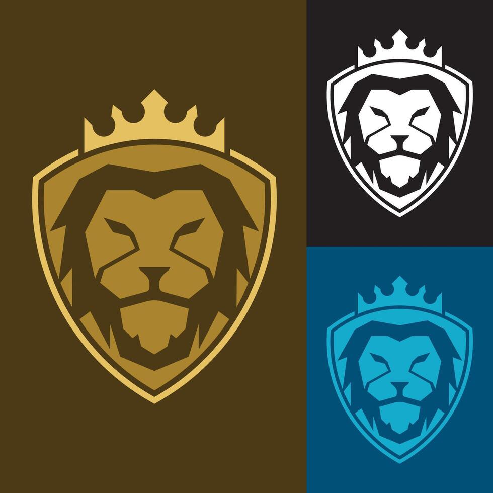 Lion head with shield and crown vector