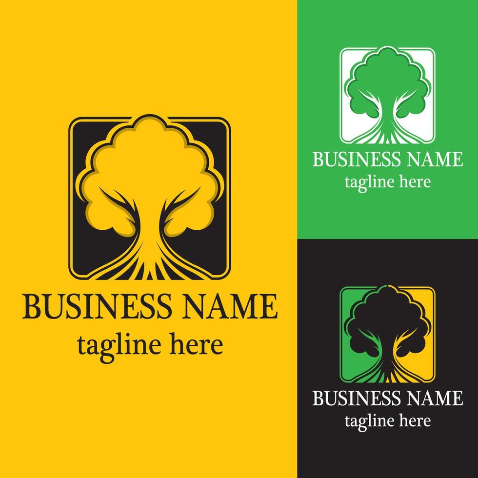 Tree and square logo concept vector