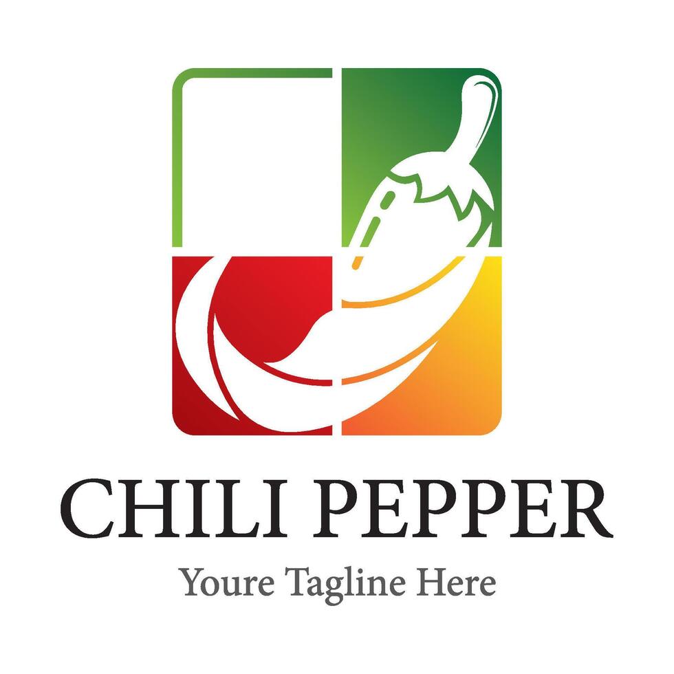 Stylized Red Chili Pepper Square Concept vector