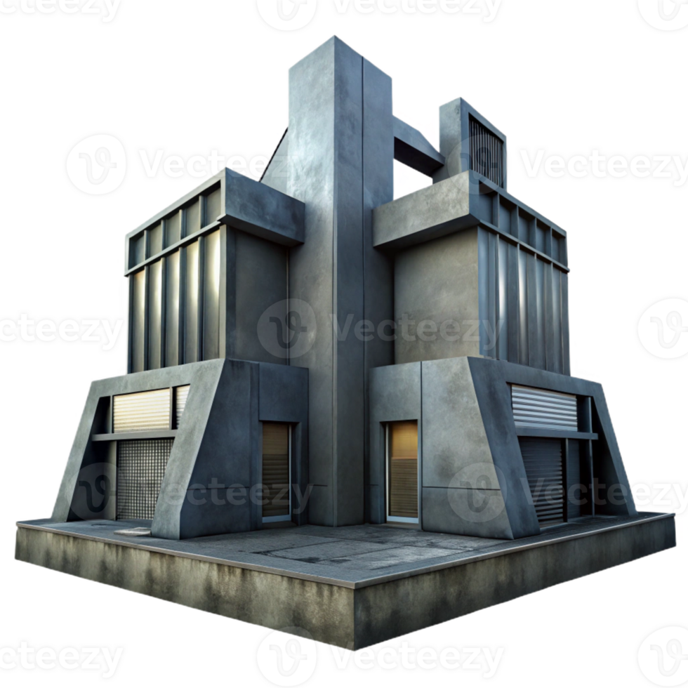 beautiful rustic Brutalist concrete building, geometric shapes, harsh shadows, overcast sky, dystopian atmosphere, 8k, high detail, professional png