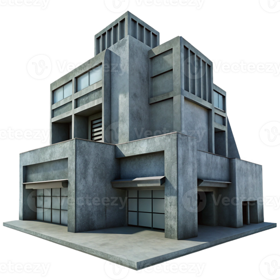 magnificent modern Brutalist concrete building, geometric shapes, harsh shadows, overcast sky, dystopian atmosphere, 8k, high detail, genuine png