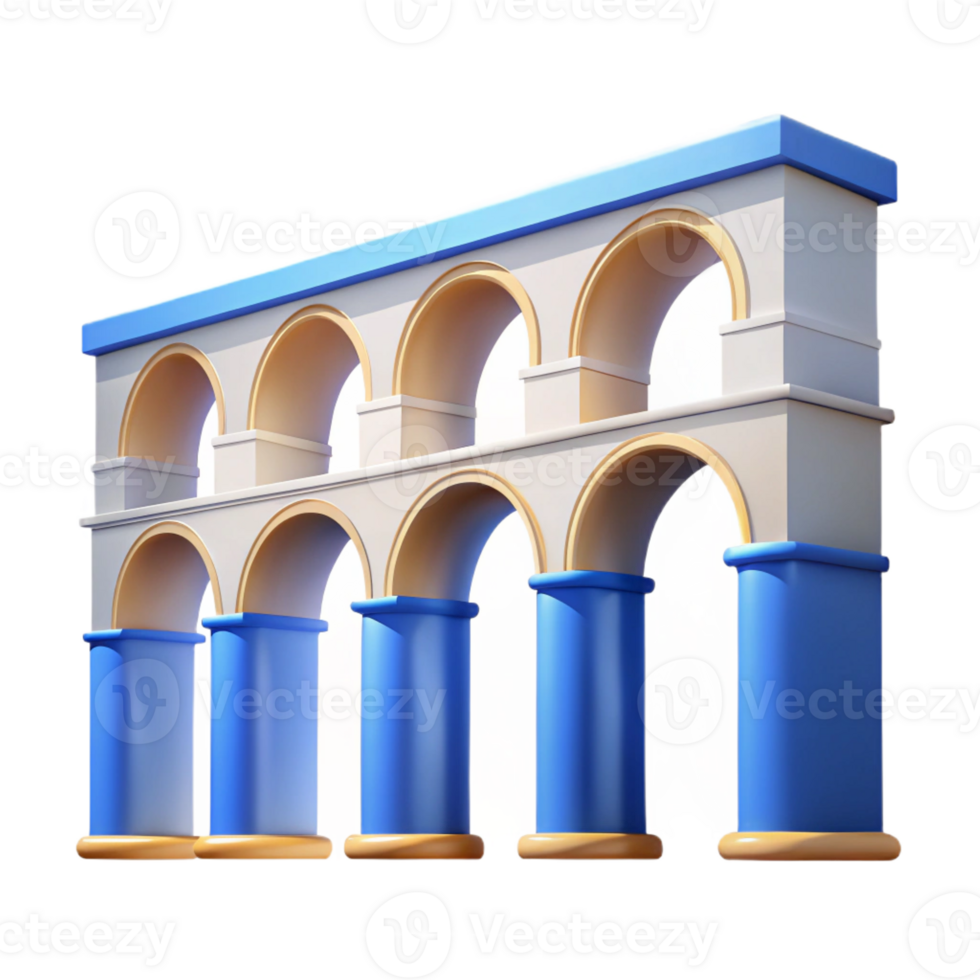 magnificent traditional Roman aqueduct, towering arches, rolling hills landscape, clear blue sky, 8k, high detail, professional png