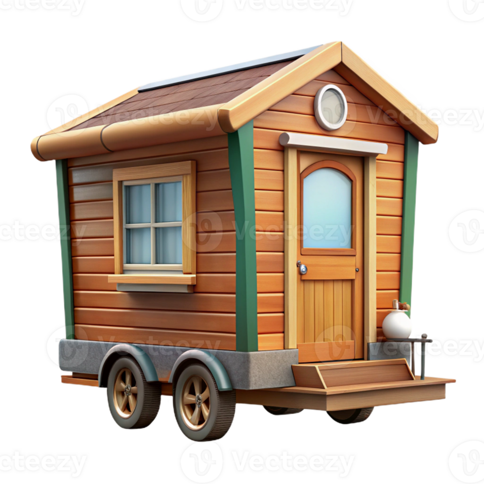 wonderful rustic Tiny house on wheels, rustic design, cozy interior, natural setting, 8k, high detail, authentic png